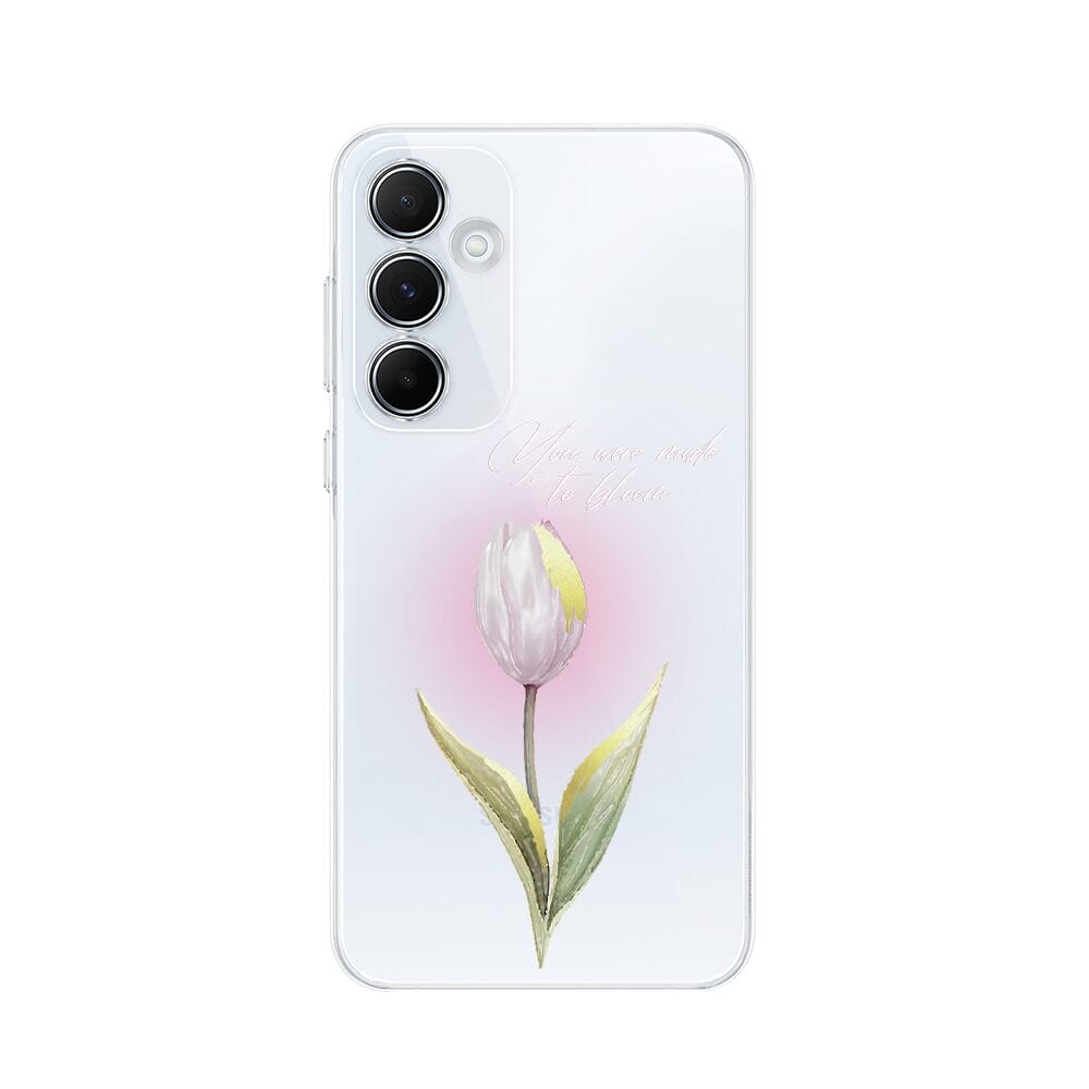 Etui do Samsung Galaxy A55 5G przeźroczyste, silikonowe Flexi, kwiaty, tulipan