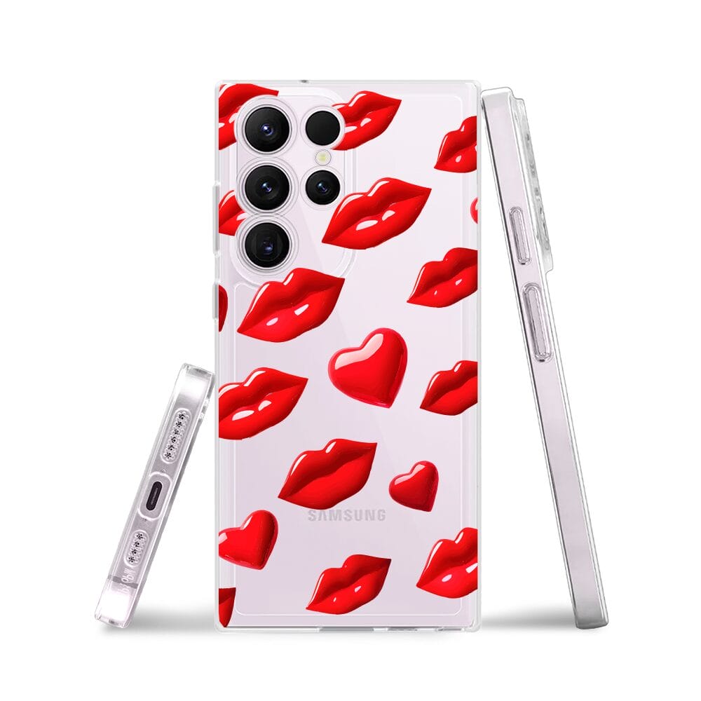 Etui do Samsung Galaxy S23 Ultra przeźroczyste, silikonowe Flexi, czerwone usta - obrazek 3