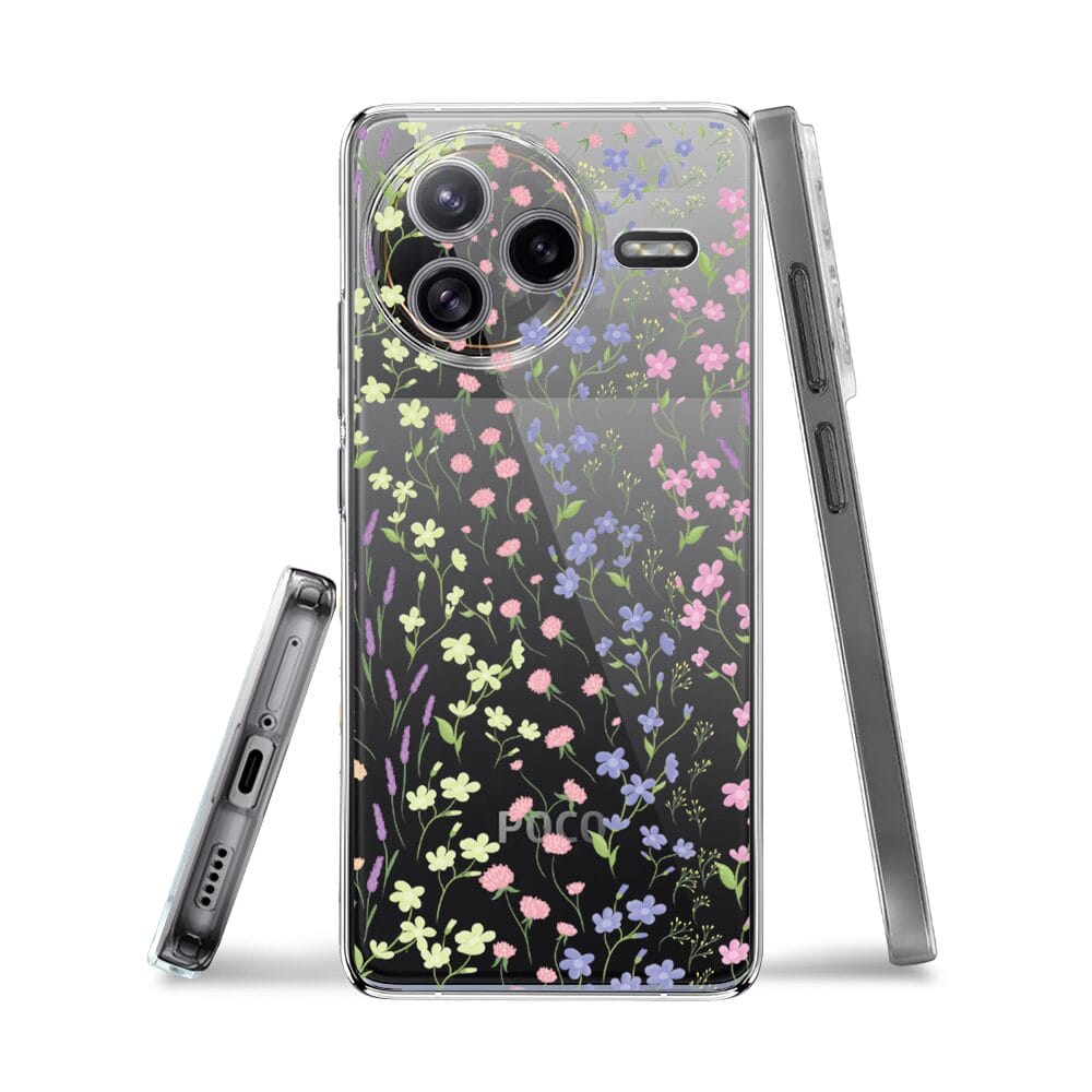 Etui do Xiaomi POCO F7 Ultra przeźroczyste, silikonowe Flexi, kwiaty polne - obrazek 3
