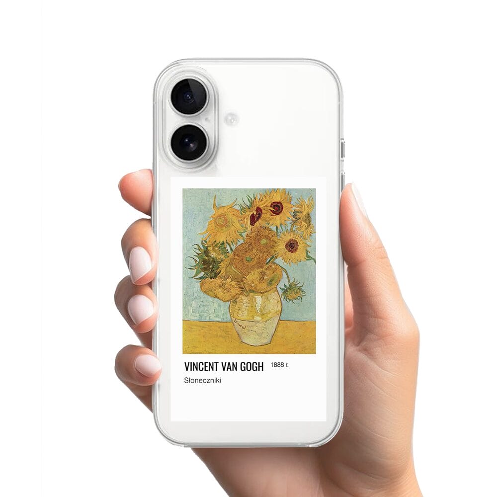 Etui do iPhone 16 przeźroczyste, silikonowe Flexi, słoneczniki Van Gogh - obrazek 2