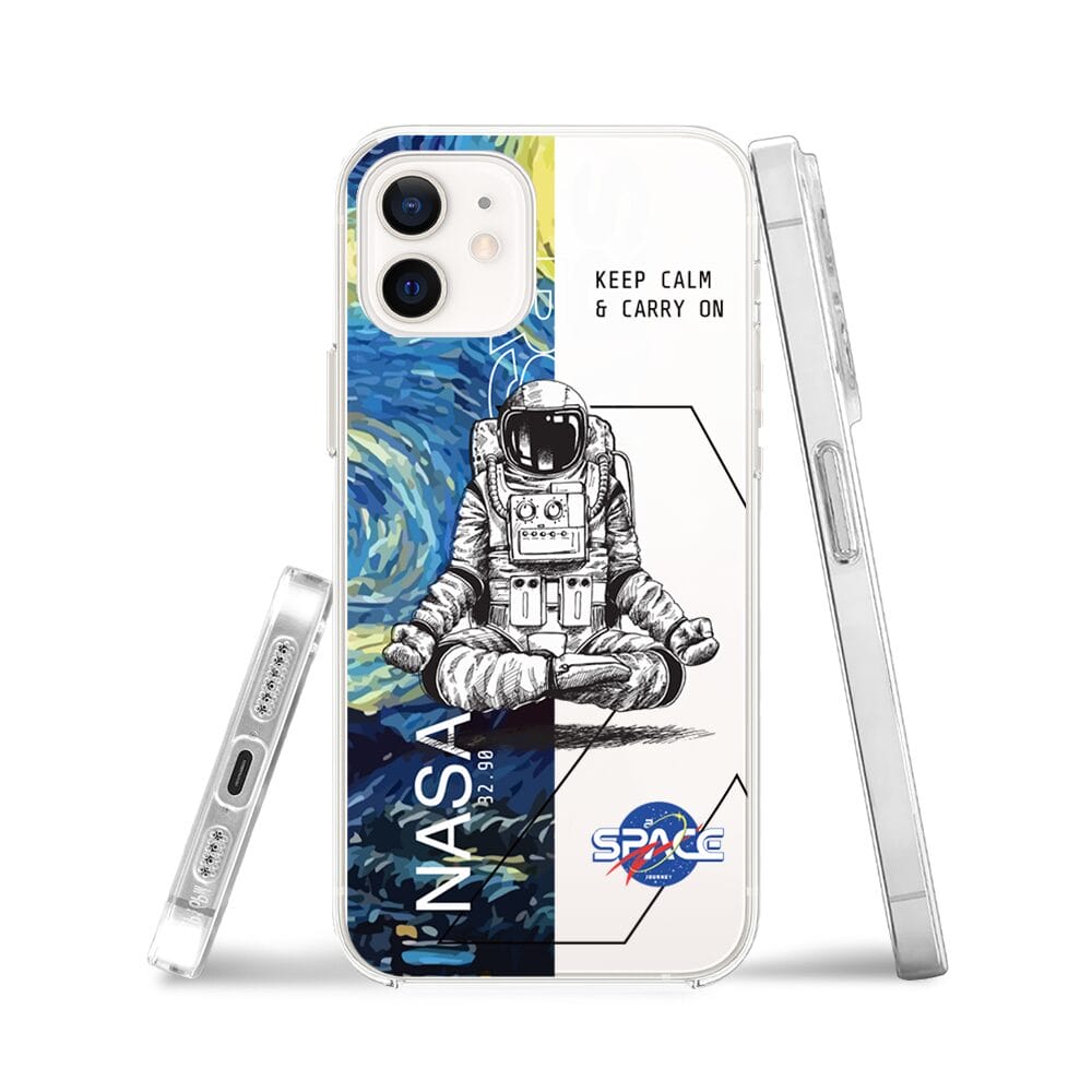 Etui do iPhone 12 przeźroczyste, silikonowe Flexi, Keep Calm in Cosmos - obrazek 3