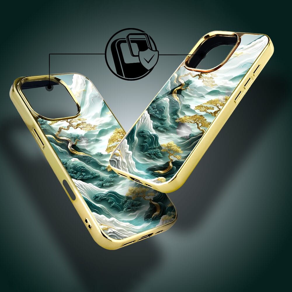 Etui do iPhone 16 Pro Max IBIZU Elite Glass z MagSafe Magia Azji złote drzewa w stylu japońskim, złote - obrazek 6