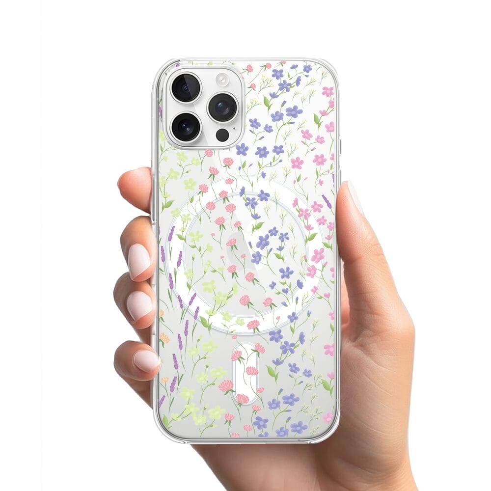 Etui do iPhone 12 Pro Max z MagSafe przeźroczyste, silikonowe Flexi, kwiaty polne - obrazek 2