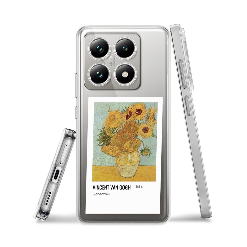 Etui do Xiaomi 14T przeźroczyste, silikonowe Flexi, słoneczniki - obrazek 3