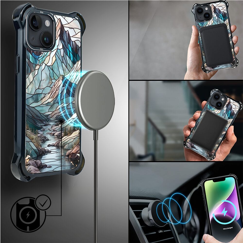 Etui do iPhone 14 IBIZU DropGuard Ultra z MagSafe, Barwy Szkła, Górski Potok - obrazek 8