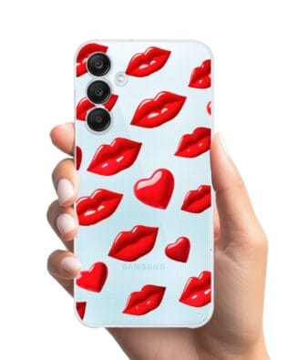 Etui do Samsung Galaxy M35 5G przeźroczyste, silikonowe Flexi, czerwone usta