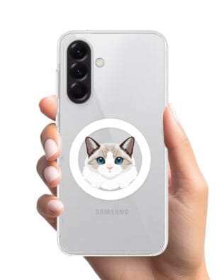 Etui do Samsung Galaxy A56 5G z MagSafe przeźroczyste, silikonowe Flexi, kot birmański