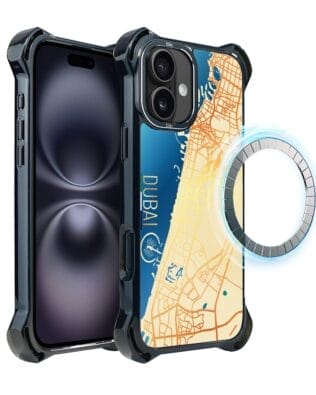 Etui do iPhone 16 IBIZU DropGuard Ultra z MagSafe, mapy świata, Dubai