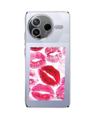 Etui do Xiaomi POCO F7 Pro przeźroczyste, silikonowe Flexi, pocałunki z napisem „love”