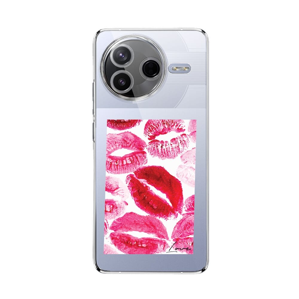 Etui do Xiaomi POCO F7 Pro przeźroczyste, silikonowe Flexi, pocałunki z napisem "love"