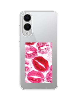 Etui do Samsung Galaxy S25 Edge przeźroczyste, silikonowe Flexi, pocałunki z napisem „love”