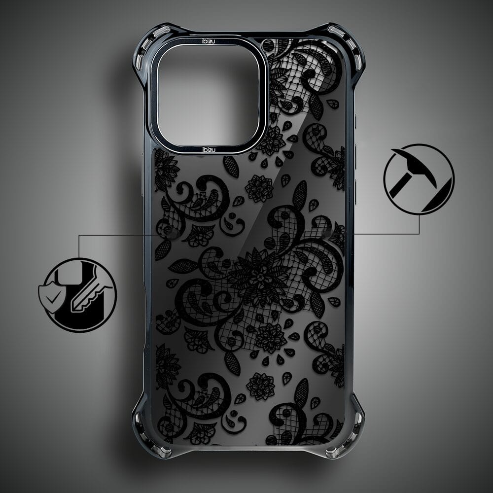 Etui do iPhone 15 Pro Max IBIZU DropGuard Ultra z MagSafe, Midnight, Koronkowa czerń - obrazek 7