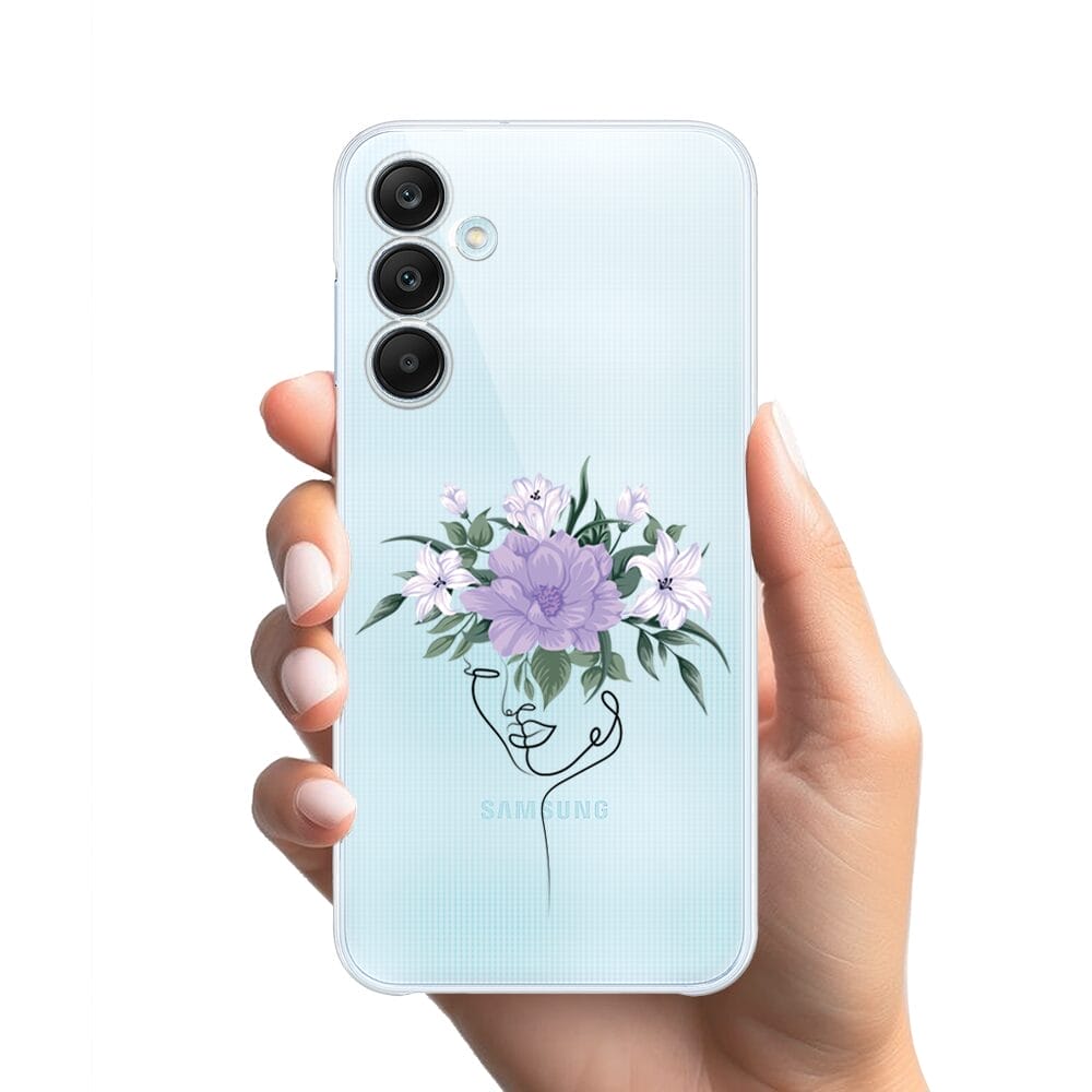 Etui do Samsung Galaxy M35 5G przeźroczyste, silikonowe Flexi, kobieta z kwiatami - obrazek 2