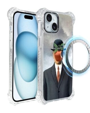Etui iPhone 15 IBIZU DropGuard Ultra z MagSafe, Rene Magritte, syn człowieczy