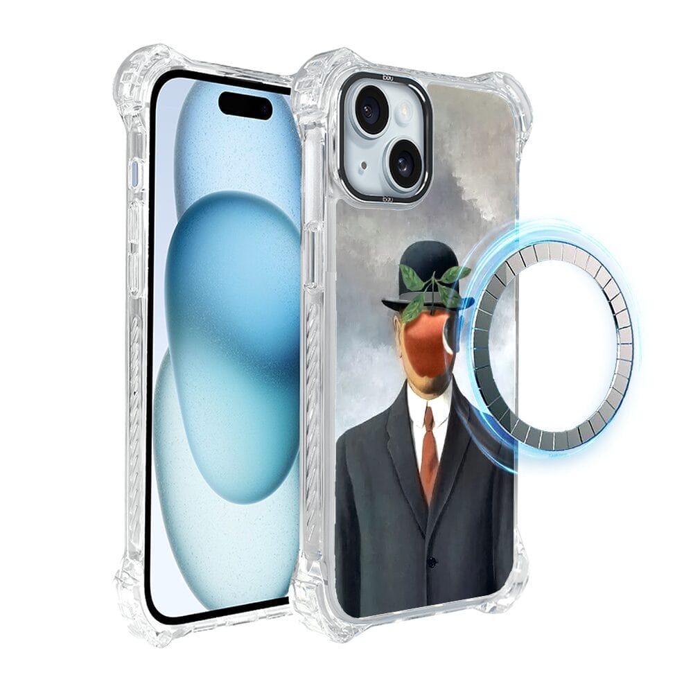 Etui iPhone 15 IBIZU DropGuard Ultra z MagSafe, Rene Magritte, syn człowieczy