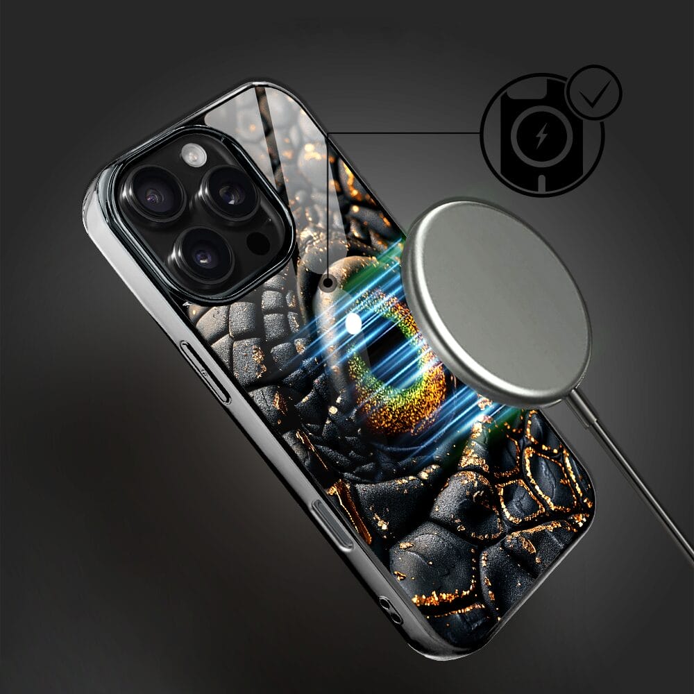 Etui do iPhone 16 Pro IBIZU Elite Glass z MagSafe Magia Azji amber dragon, czarny chrom - obrazek 4