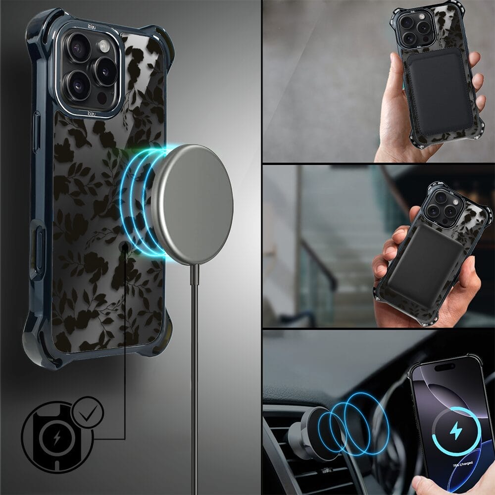 Etui do iPhone 16 Pro IBIZU DropGuard Ultra z MagSafe, Midnight, Cienie liści - obrazek 9