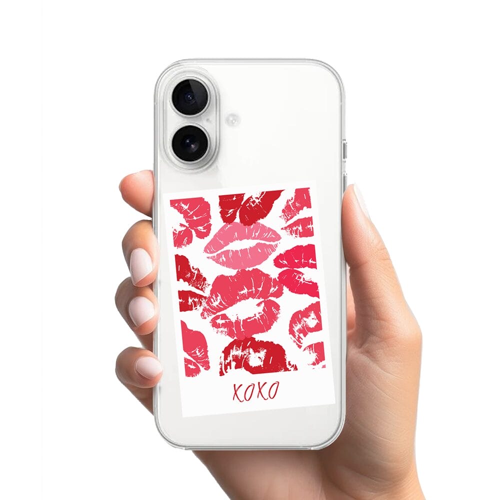 Etui do iPhone 16 przeźroczyste, silikonowe Flexi, pocałunki, polaroid - obrazek 2