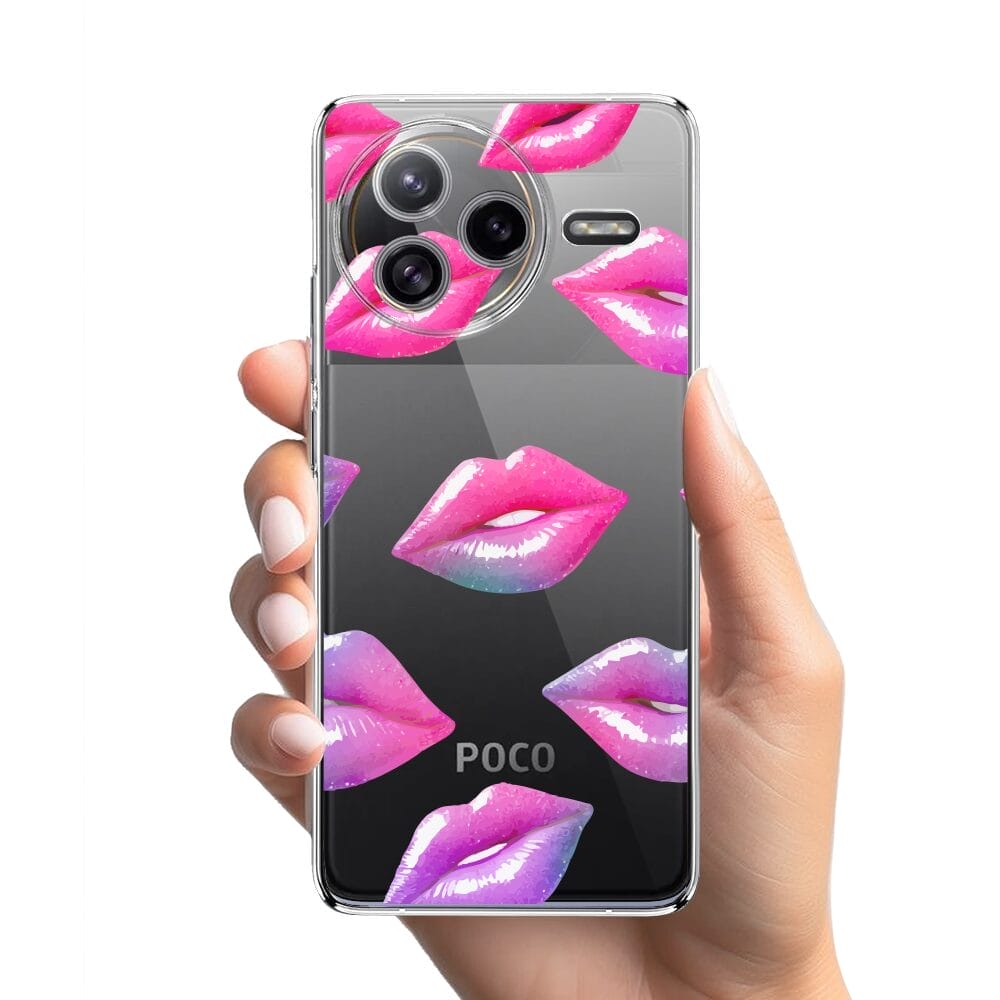 Etui do Xiaomi POCO F7 Ultra przeźroczyste, silikonowe Flexi, hologramowe usta - obrazek 3