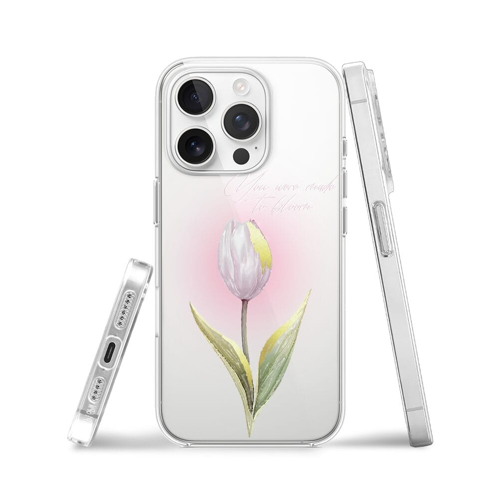 Etui do iPhone 14 Pro przeźroczyste, silikonowe Flexi, kwiaty, tulipan - obrazek 3