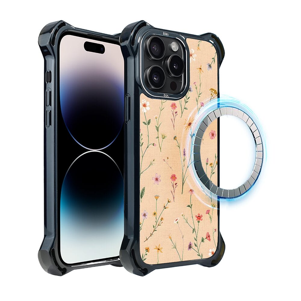 Etui iPhone 14 Pro IBIZU DropGuard Ultra z MagSafe, Pastel Bloom, Koralowa łąka