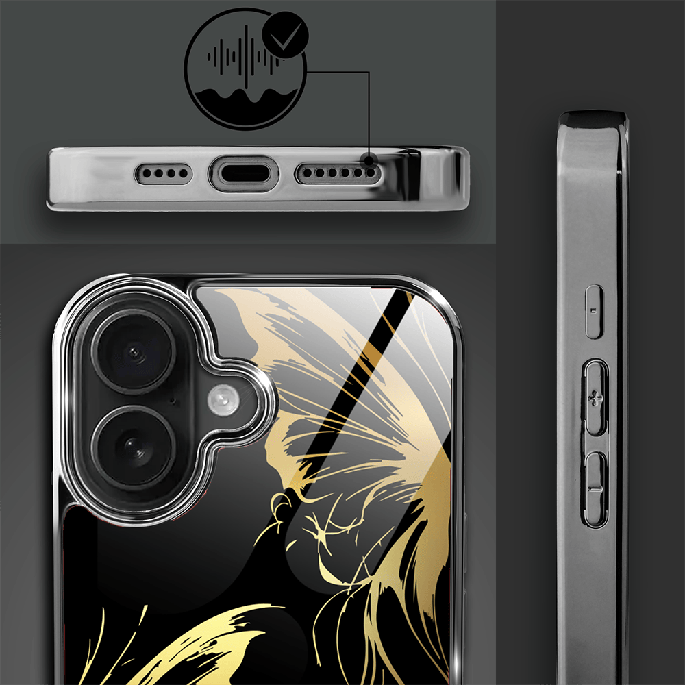 Etui do iPhone 16 IBIZU Elite Glass z MagSafe Golden Midnight, Skrzydła motyla, czarne - obrazek 3