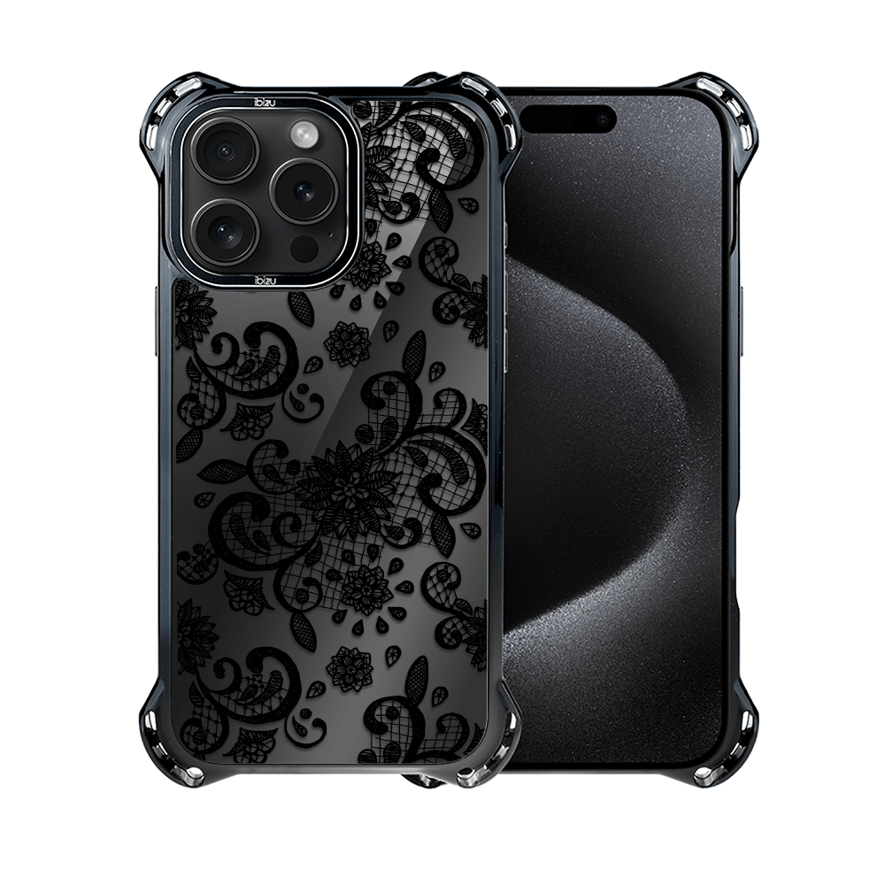 Etui do iPhone 15 Pro Max IBIZU DropGuard Ultra z MagSafe, Midnight, Koronkowa czerń - obrazek 2