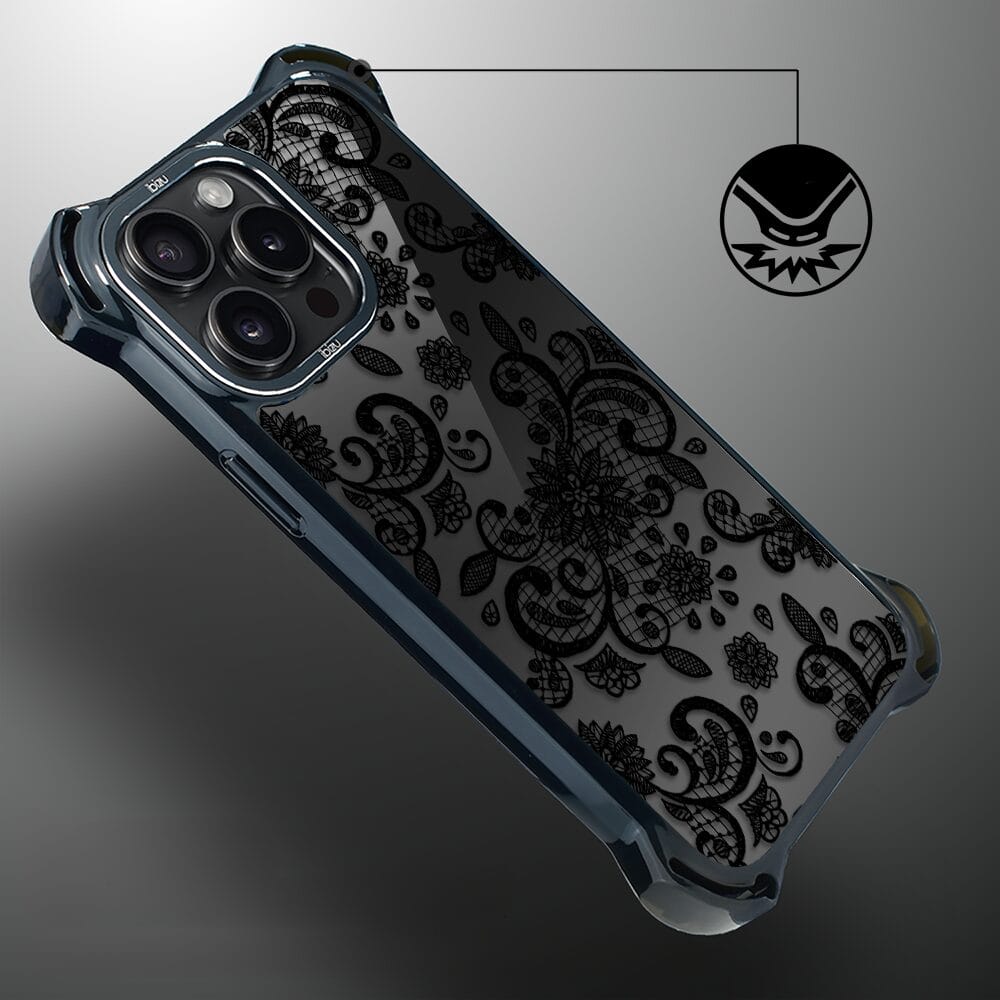 Etui do iPhone 14 Pro IBIZU DropGuard Ultra z MagSafe, Midnight, Koronkowa czerń - obrazek 4