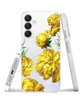 Etui do Samsung Galaxy A25 5G przeźroczyste, silikonowe Flexi, żółte piwonie
