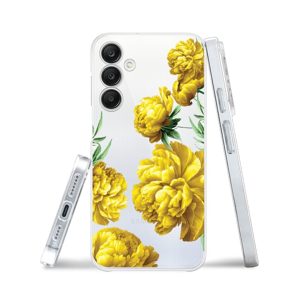 Etui do Samsung Galaxy A25 5G przeźroczyste, silikonowe Flexi, żółte piwonie - obrazek 2