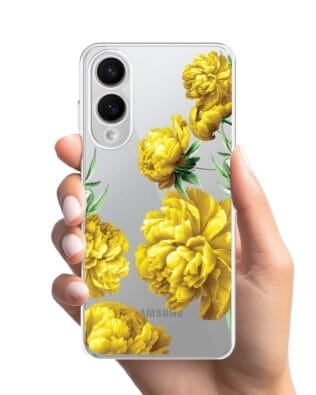 Etui do Samsung Galaxy S25 Edge przeźroczyste, silikonowe Flexi, żółte piwonie