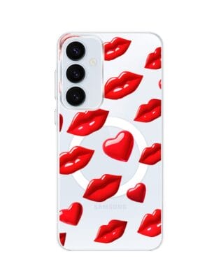 Etui do Samsung Galaxy A35 5G z MagSafe przeźroczyste, silikonowe Flexi, czerwone usta