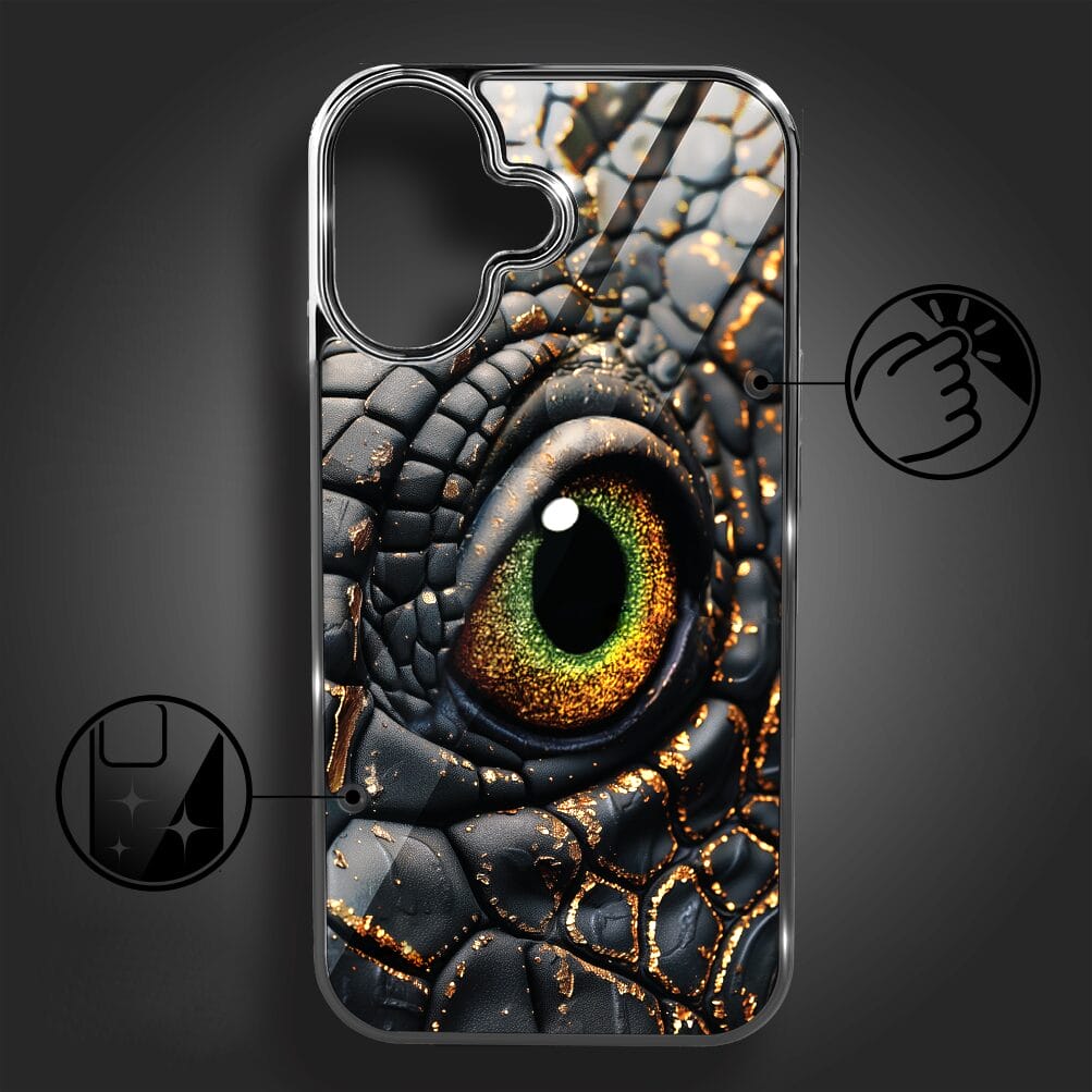 Etui do iPhone 16 Plus IBIZU Elite Glass z MagSafe Magia Azji amber dragon, czarny chrom - obrazek 2