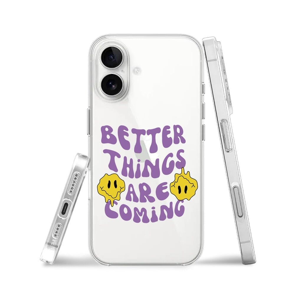 Etui do iPhone 16 Plus przeźroczyste, silikonowe Flexi, Better Things Are Coming - obrazek 3