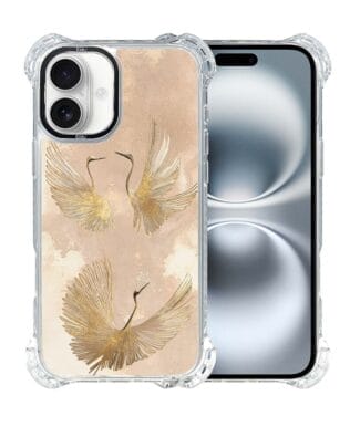 Etui iPhone 16 Plus IBIZU DropGuard Ultra z MagSafe, Boho, Złote żurawie