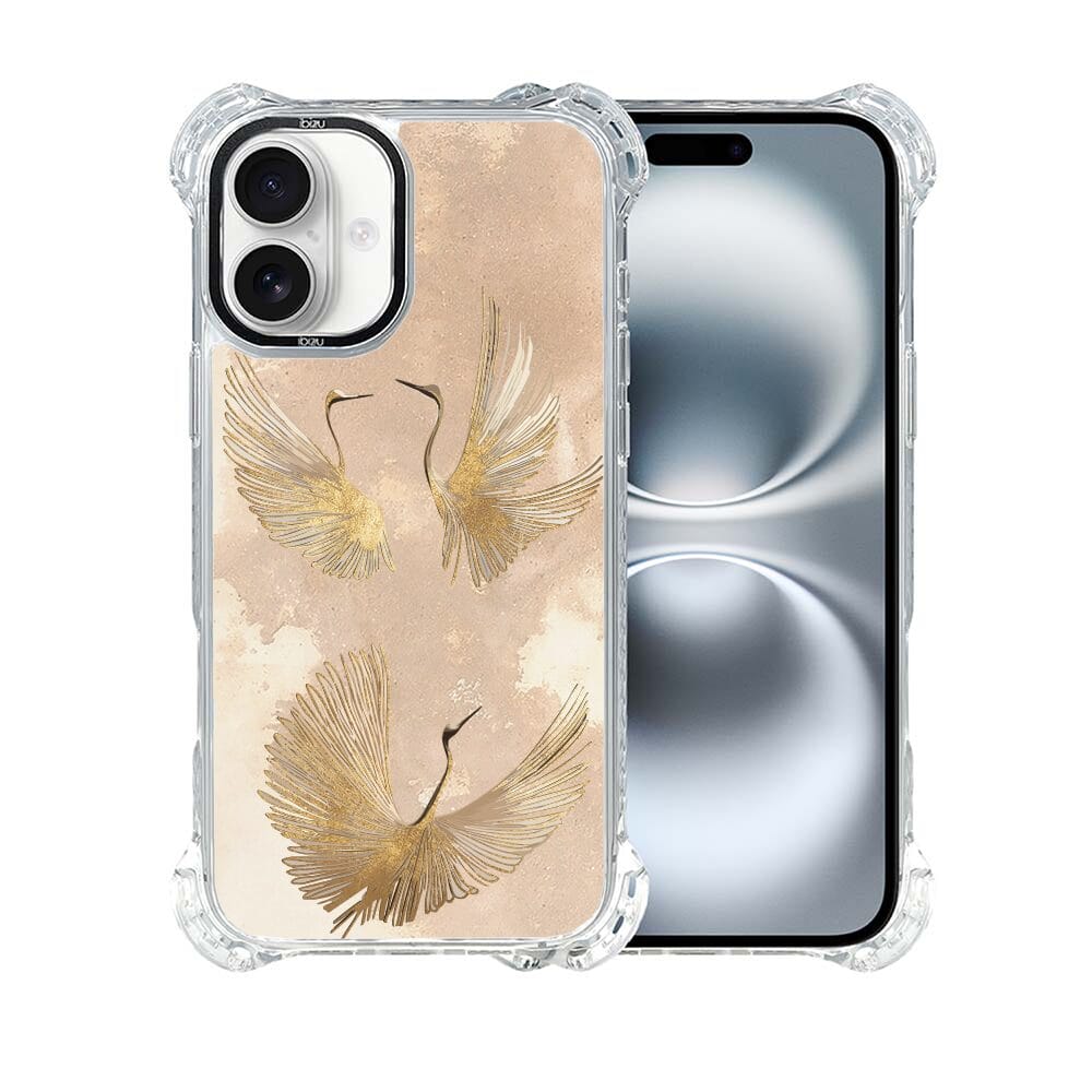 Etui iPhone 16 Plus IBIZU DropGuard Ultra z MagSafe, Boho, Złote żurawie - obrazek 2