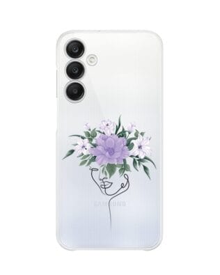 Etui do Samsung Galaxy A25 5G przeźroczyste, silikonowe Flexi, kobieta z kwiatami