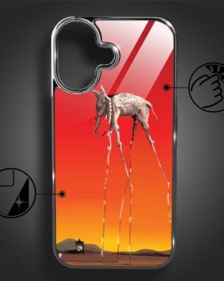 Etui do iPhone 16 Plus IBIZU Elite Glass z MagSafe, Salvador Dali, słoń, czarne