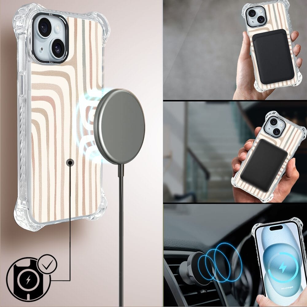 Etui do iPhone 15 Plus IBIZU DropGuard Ultra z MagSafe, Boho, Piaskowy labirynt - obrazek 8