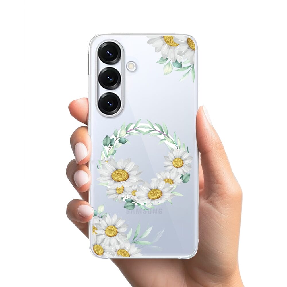 Etui do Samsung Galaxy S25 Plus z MagSafe przeźroczyste, silikonowe Flexi, wianek stokrotek - obrazek 2