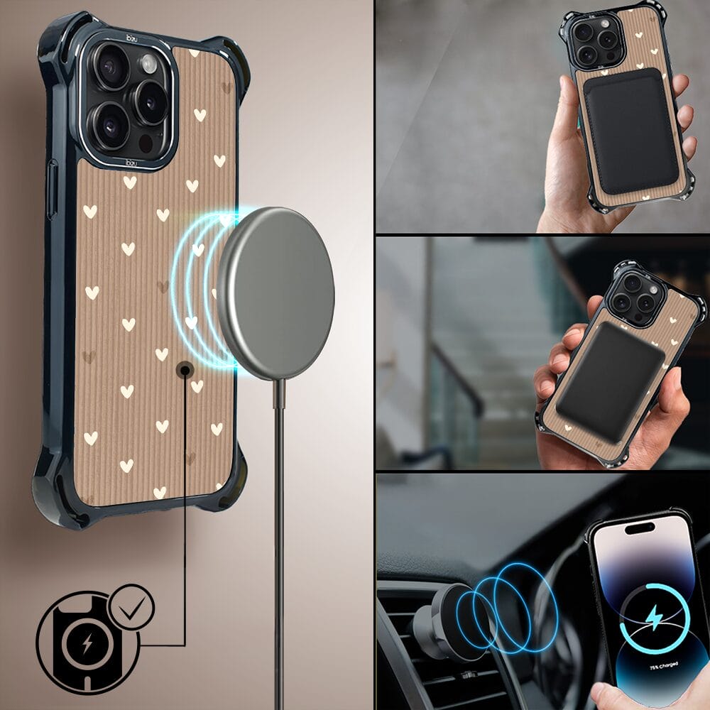 Etui do iPhone 14 Pro IBIZU DropGuard Ultra z MagSafe, Boho, Pudrowe serca - obrazek 8