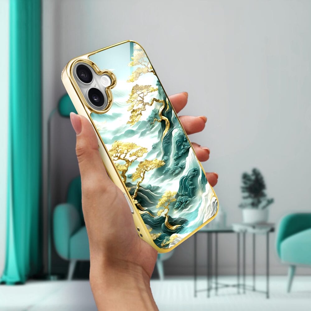 Etui do iPhone 16 Plus IBIZU Elite Glass z MagSafe Magia Azji złote drzewa w stylu japońskim, złote - obrazek 6