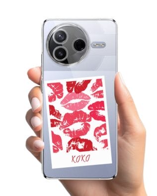 Etui do Xiaomi POCO F7 Pro przeźroczyste, silikonowe Flexi, pocałunki, polaroid