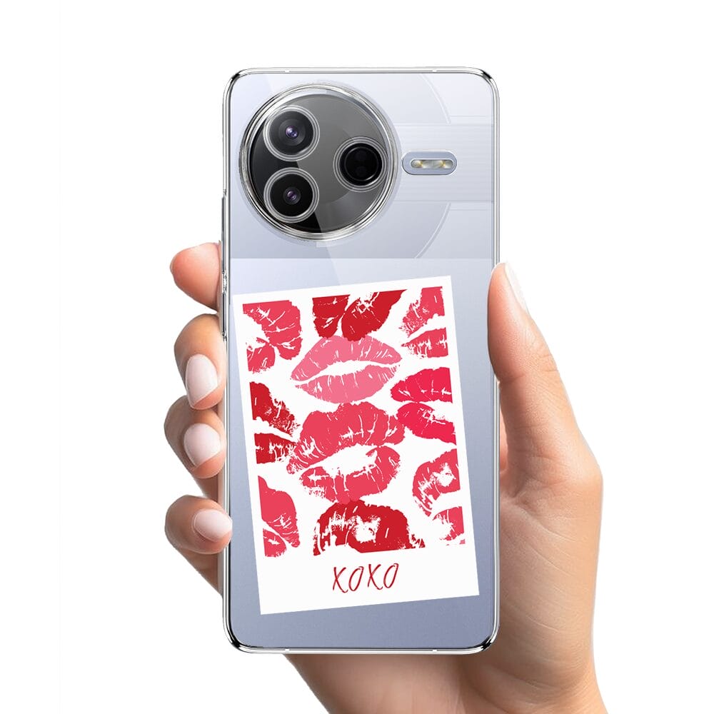 Etui do Xiaomi POCO F7 Pro przeźroczyste, silikonowe Flexi, pocałunki, polaroid - obrazek 2