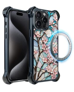 Etui do iPhone 15 Pro Max IBIZU DropGuard Ultra z MagSafe, Barwy Szkła, Księżycowa Wiśnia