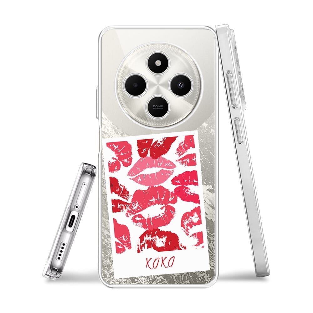 Etui do Xiaomi POCO C75 przeźroczyste, silikonowe Flexi, pocałunki, polaroid - obrazek 3