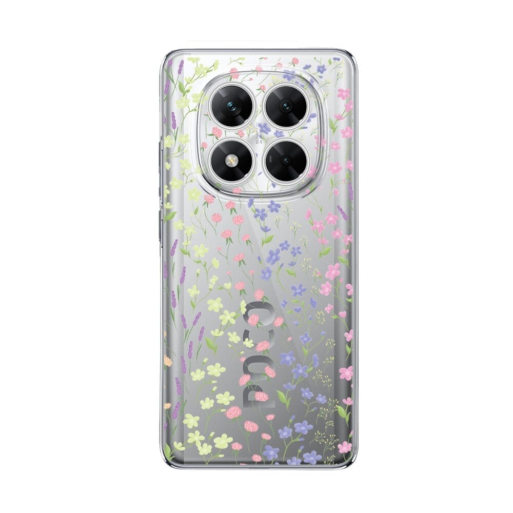Etui do Xiaomi POCO X7 przeźroczyste, silikonowe Flexi, kwiaty polne