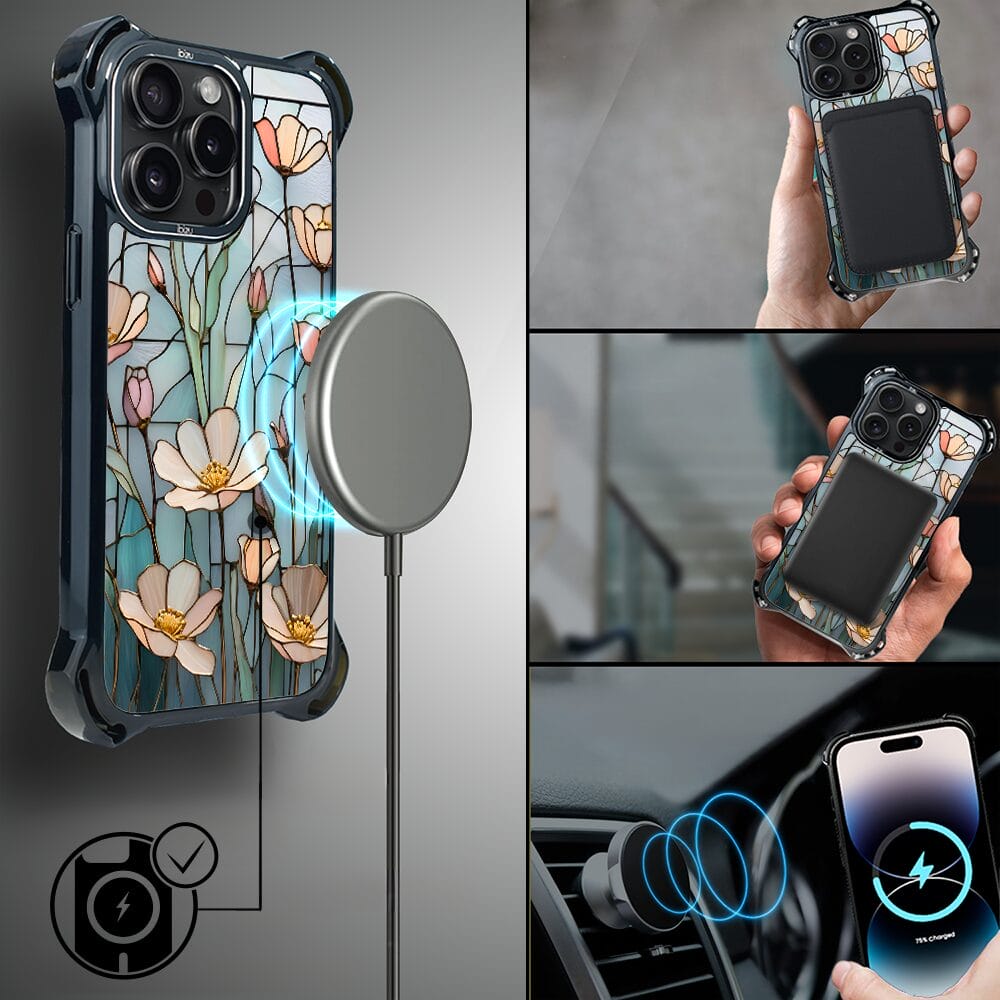 Etui do iPhone 14 Pro IBIZU DropGuard Ultra z MagSafe, Barwy Szkła, Szept kwiatów polnych - obrazek 8