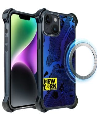 Etui do iPhone 14 Plus IBIZU DropGuard Ultra z MagSafe, mapy świata, New York