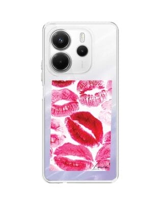 Etui do Xiaomi Redmi Note 14 5G przeźroczyste, silikonowe Flexi, pocałunki z napisem „love”